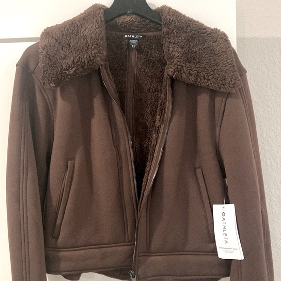 Athleta Westbound Sherpa Jacket Mahogany Brown size small NWT - Picture 2 of 7